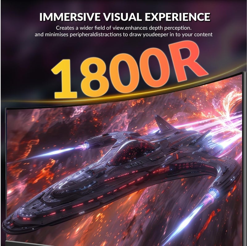 JN 27" Gaming Monitor Full HD 1080P 1920x1080 280Hz, DP1.4, HDMI2.1, FreeSync & G-Sync Compatible, 1ms (VRB), Curved VA Screen - Image 5